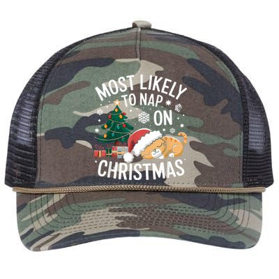 Most Likely To Nap On Christmas Matching Family Christmas Retro Rope Trucker Hat Cap