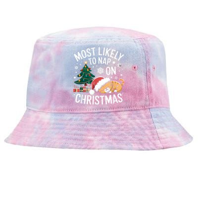 Most Likely To Nap On Christmas Matching Family Christmas Tie-Dyed Bucket Hat