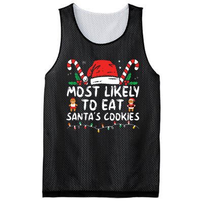 Most Likely To Eat Santas Cookies Family Christmas Holiday Mesh Reversible Basketball Jersey Tank