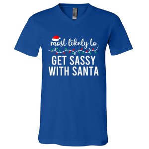 Most Likely To Christmas Cute Gift Matching Family Pajamas Funny Cute Gift V-Neck T-Shirt