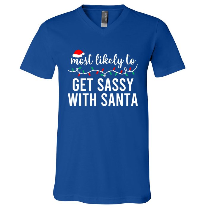 Most Likely To Christmas Cute Gift Matching Family Pajamas Funny Cute Gift V-Neck T-Shirt