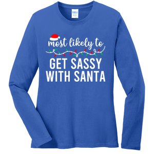 Most Likely To Christmas Cute Gift Matching Family Pajamas Funny Cute Gift Ladies Long Sleeve Shirt