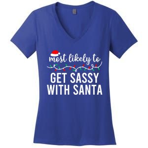 Most Likely To Christmas Cute Gift Matching Family Pajamas Funny Cute Gift Women's V-Neck T-Shirt