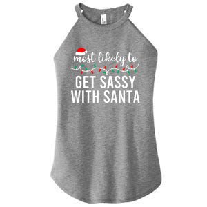 Most Likely To Christmas Cute Gift Matching Family Pajamas Funny Cute Gift Women's Perfect Tri Rocker Tank