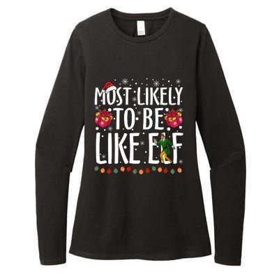 Most Likely To Be Like Elf Christmas Funny Santa Hat Womens CVC Long Sleeve Shirt