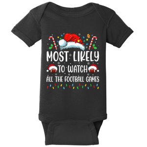 Most Likely To Watch All The Football Games Christmas Family Baby Bodysuit