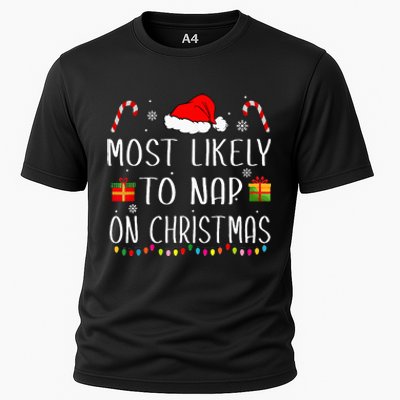 Most Likely To Nap On Christmas Family Funny Matching Cooling Performance Crew T-Shirt