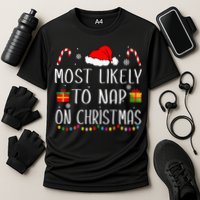 Most Likely To Nap On Christmas Family Funny Matching Cooling Performance Crew T-Shirt