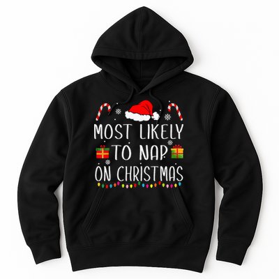Most Likely To Nap On Christmas Family Funny Matching Hoodie