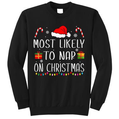 Most Likely To Nap On Christmas Family Funny Matching Sweatshirt