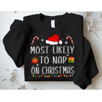 Most Likely To Nap On Christmas Family Funny Matching Sweatshirt