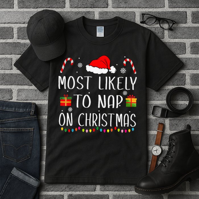 Most Likely To Nap On Christmas Family Funny Matching Tall T-Shirt