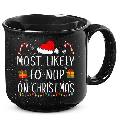 Most Likely To Nap On Christmas Family Funny Matching 15oz Campfire Ceramic Mug