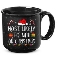 Most Likely To Nap On Christmas Family Funny Matching 15oz Campfire Ceramic Mug