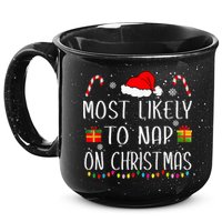 Most Likely To Nap On Christmas Family Funny Matching 15oz Campfire Ceramic Mug