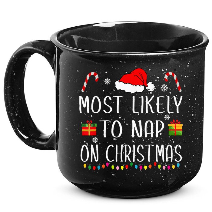 Most Likely To Nap On Christmas Family Funny Matching 15oz Campfire Ceramic Mug