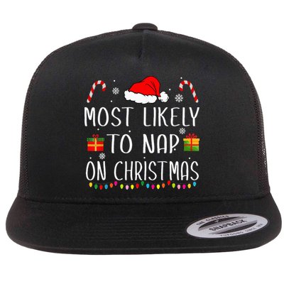 Most Likely To Nap On Christmas Family Funny Matching Flatbill Hat