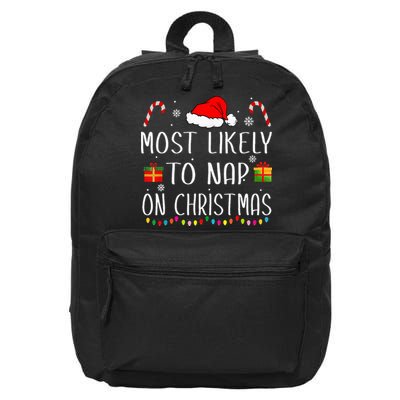 Most Likely To Nap On Christmas Family Funny Matching 16 in Basic Backpack