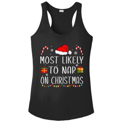 Most Likely To Nap On Christmas Family Funny Matching Ladies PosiCharge Competitor Racerback Tank