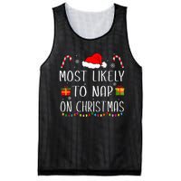 Most Likely To Nap On Christmas Family Funny Matching Mesh Reversible Basketball Jersey Tank