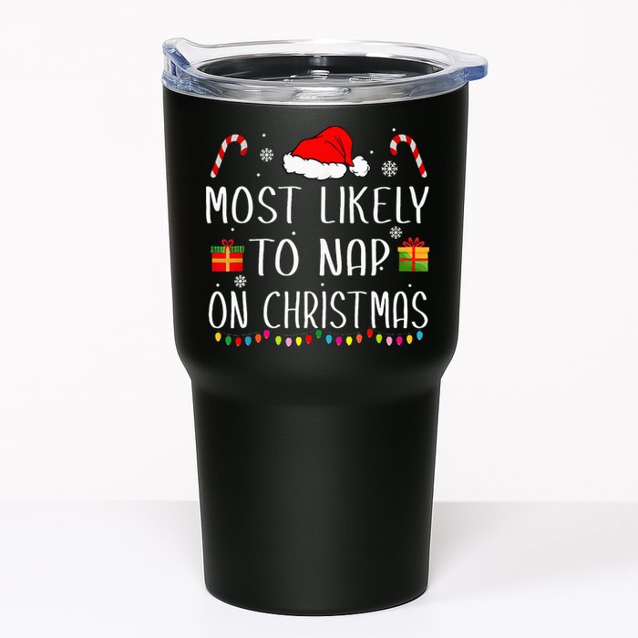 Most Likely To Nap On Christmas Family Funny Matching Tumbler