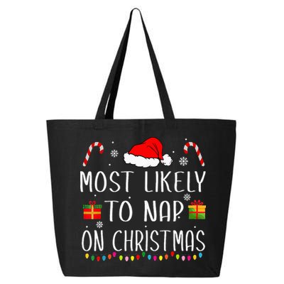 Most Likely To Nap On Christmas Family Funny Matching 25L Jumbo Tote