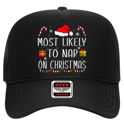 Most Likely To Nap On Christmas Family Funny Matching Trucker Hat