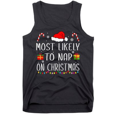 Most Likely To Nap On Christmas Family Funny Matching Tank Top
