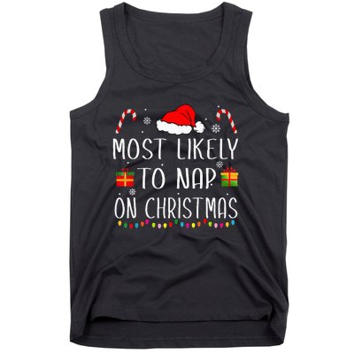 Most Likely To Nap On Christmas Family Funny Matching Tank Top