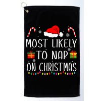 Most Likely To Nap On Christmas Family Funny Matching Golf Towel