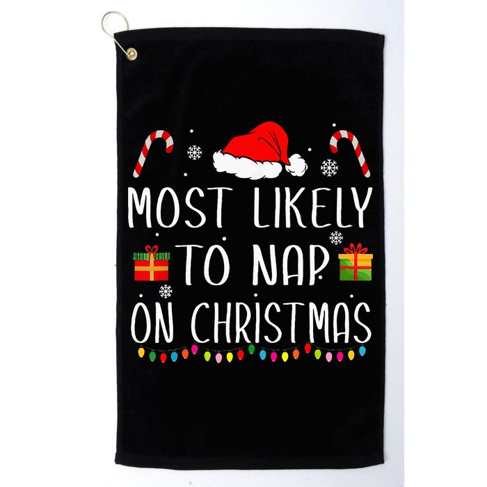 Most Likely To Nap On Christmas Family Funny Matching Golf Towel