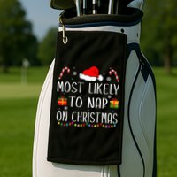 Most Likely To Nap On Christmas Family Funny Matching Golf Towel