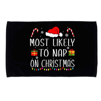 Most Likely To Nap On Christmas Family Funny Matching Microfiber Hand Towel