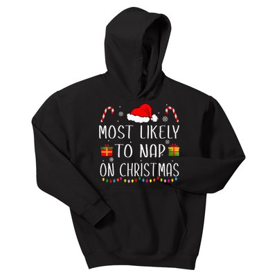 Most Likely To Nap On Christmas Family Funny Matching Kids Hoodie