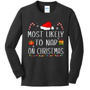 Most Likely To Nap On Christmas Family Funny Matching Kids Long Sleeve Shirt