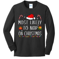 Most Likely To Nap On Christmas Family Funny Matching Kids Long Sleeve Shirt