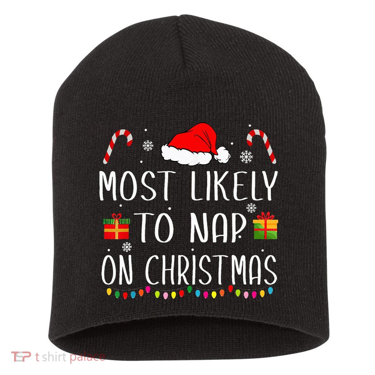 Most Likely To Nap On Christmas Family Funny Matching Short Acrylic Beanie