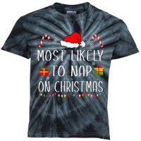 Most Likely To Nap On Christmas Family Funny Matching Kids Tie-Dye T-Shirt