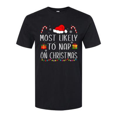 Most Likely To Nap On Christmas Family Funny Matching Softstyle CVC T-Shirt