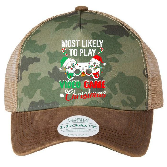 Most Likely To Play Video Game On Christmas Santa Gaming Legacy Tie Dye Trucker Hat