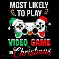 Most Likely To Play Video Game On Christmas Santa Gaming Stripe Pom Pom Beanie