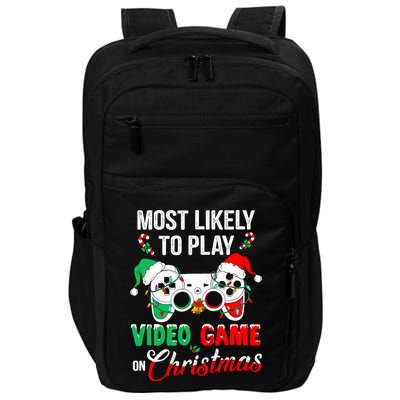 Most Likely To Play Video Game On Christmas Santa Gaming Impact Tech Backpack