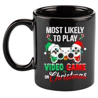 Most Likely To Play Video Game On Christmas Santa Gaming 11oz C Handle Ceramic Mug