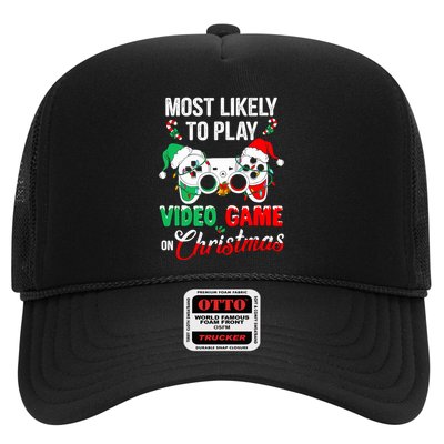 Most Likely To Play Video Game On Christmas Santa Gaming Trucker Hat