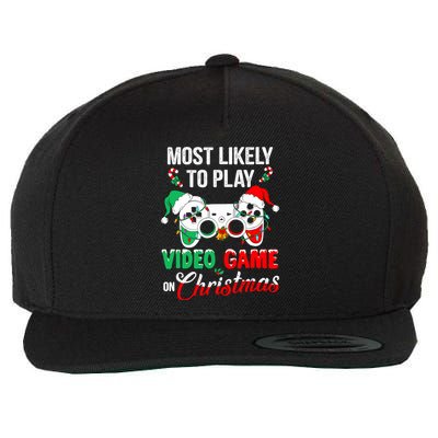 Most Likely To Play Video Game On Christmas Santa Gaming Wool Snapback Cap