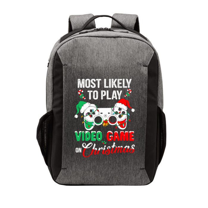 Most Likely To Play Video Game On Christmas Santa Gaming Vector Backpack