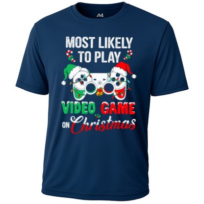Most Likely To Play Video Game On Christmas Santa Gaming Performance Shirt