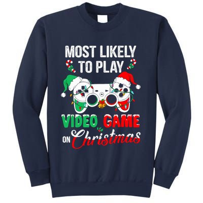 Most Likely To Play Video Game On Christmas Santa Gaming Sweatshirt
