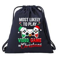 Most Likely To Play Video Game On Christmas Santa Gaming Drawstring Bag