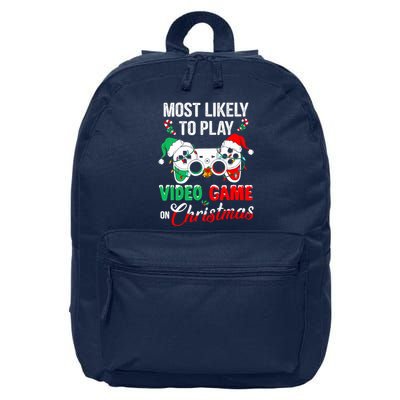 Most Likely To Play Video Game On Christmas Santa Gaming 16 in Basic Backpack